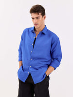Load image into Gallery viewer, Azure Blue Linen-blend Shirt
