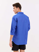 Load image into Gallery viewer, Azure Blue Linen-blend Shirt

