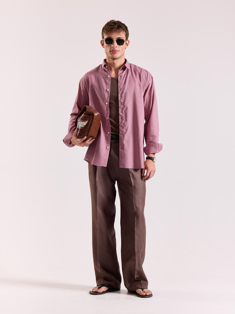 Dusty Rose Linen-blend Shirt