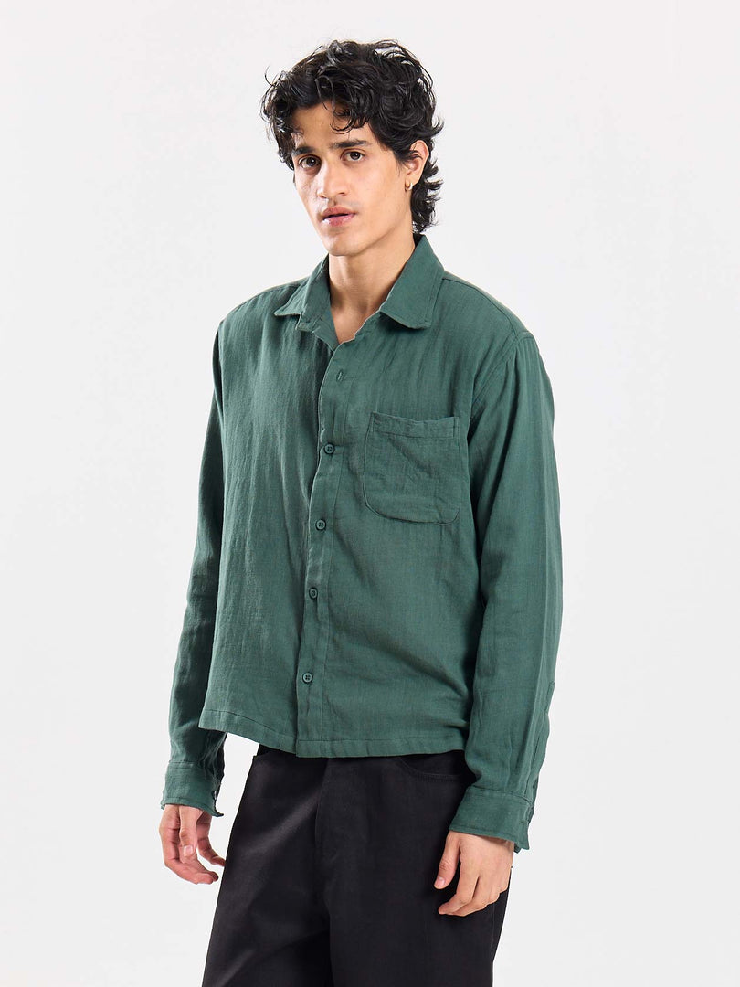 Teal Green Gauze Holiday Shirt