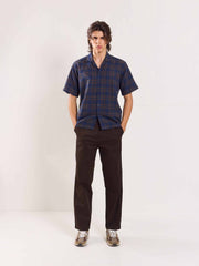 Dark Brown Loose Fit Twill Trousers