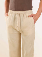 Load image into Gallery viewer, Beige Linen Pull-on Pants
