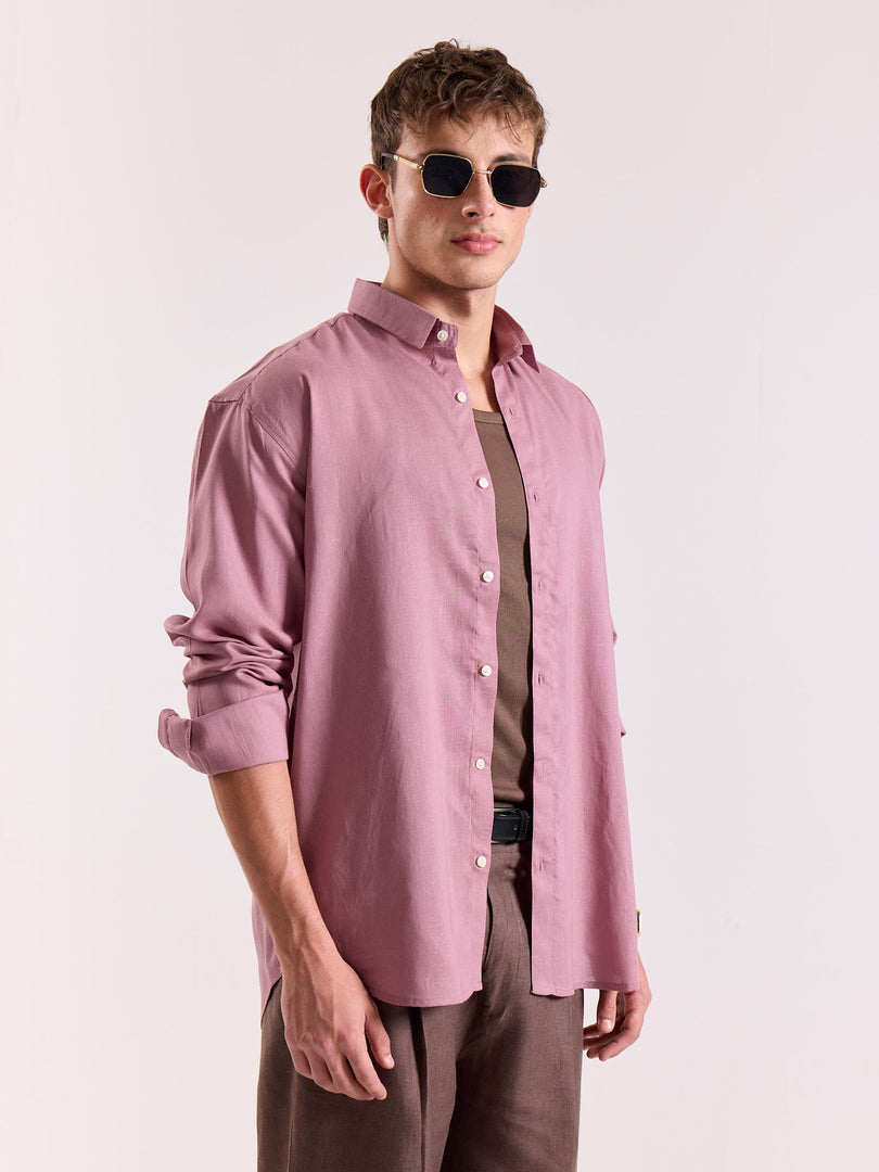 Dusty Rose Linen-blend Shirt