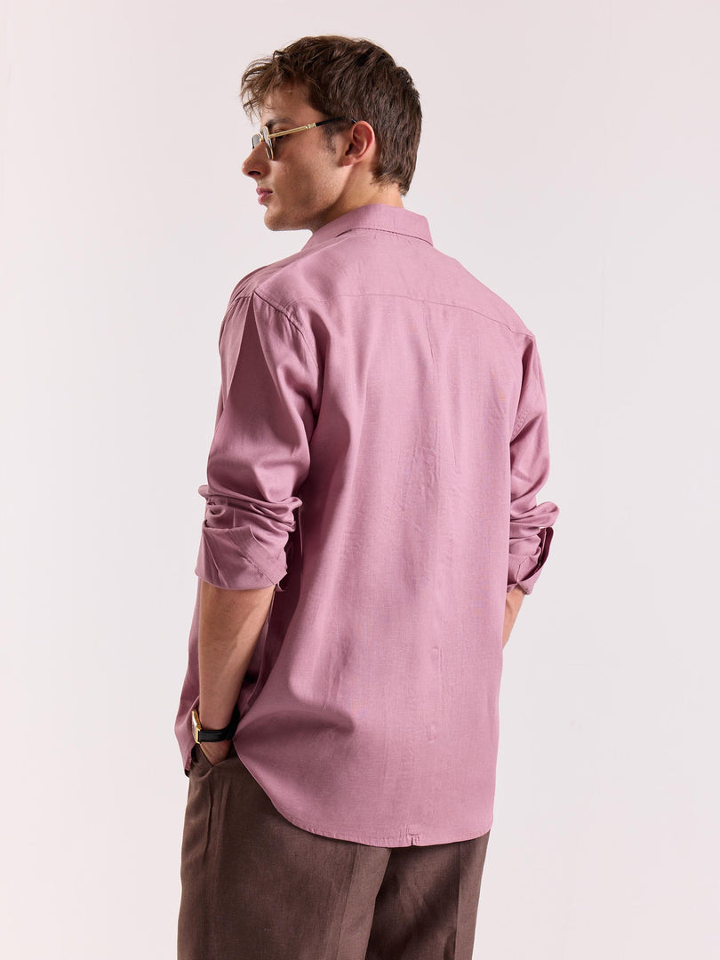 Dusty Rose Linen-blend Shirt