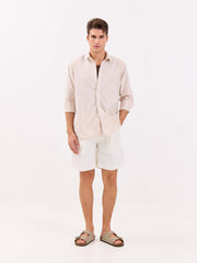 Relaxed Fit Beige Striped Shirt