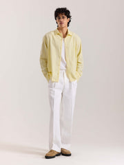 Relaxed Fit Light Yellow Textured Shirt