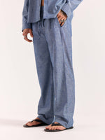 Load image into Gallery viewer, Chambray Blue Linen Pull-on Pants