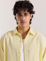 Load image into Gallery viewer, Relaxed Fit Light Yellow Textured Shirt