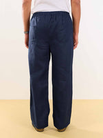 Load image into Gallery viewer, Dark Blue Linen Pull-on Pants
