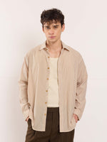 Load image into Gallery viewer, Beige Poplin Striped Shirt

