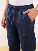 Load image into Gallery viewer, Dark Blue Linen Pull-on Pants
