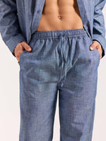Load image into Gallery viewer, Chambray Blue Linen Pull-on Pants