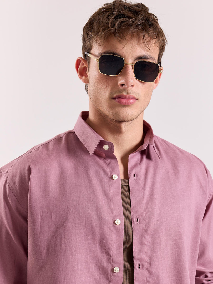 Dusty Rose Linen-blend Shirt