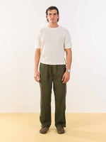 Load image into Gallery viewer, Olive Green Linen Pull-on Pants
