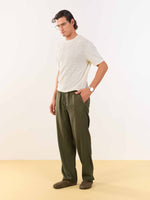 Load image into Gallery viewer, Olive Green Linen Pull-on Pants

