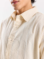 Load image into Gallery viewer, Relaxed Fit Cream Textured Shirt
