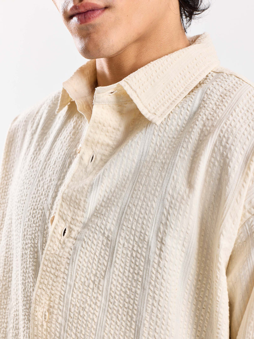 Relaxed Fit Cream Textured Shirt