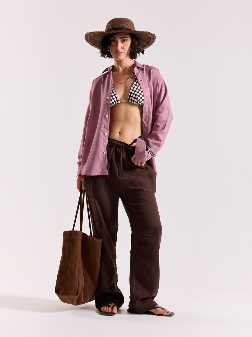 Dusty Rose Linen-blend Shirt
