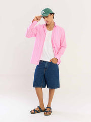 Pink & Green Striped Poplin Shirt