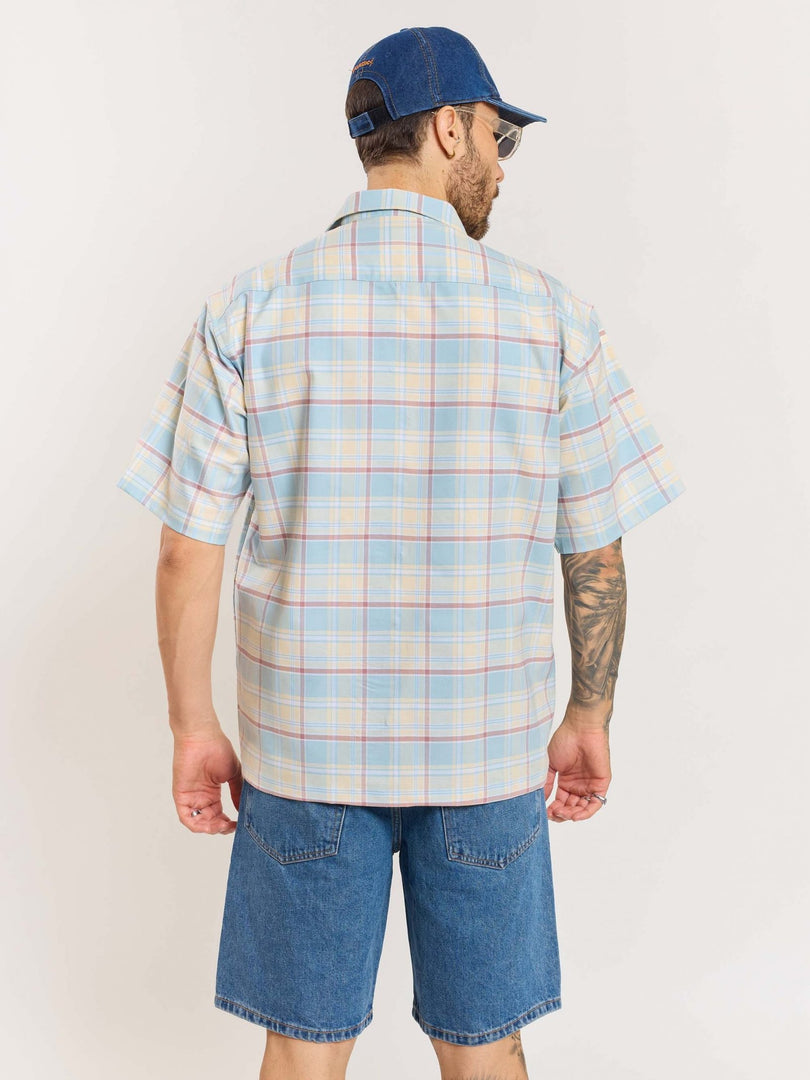 Blue Checked Cropped Shirt