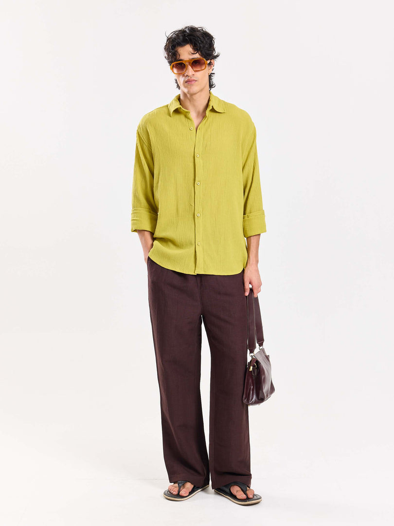 Lime Green Wrinkled Shirt