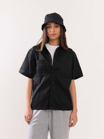 Load image into Gallery viewer, Black Twill Cropped Shirt
