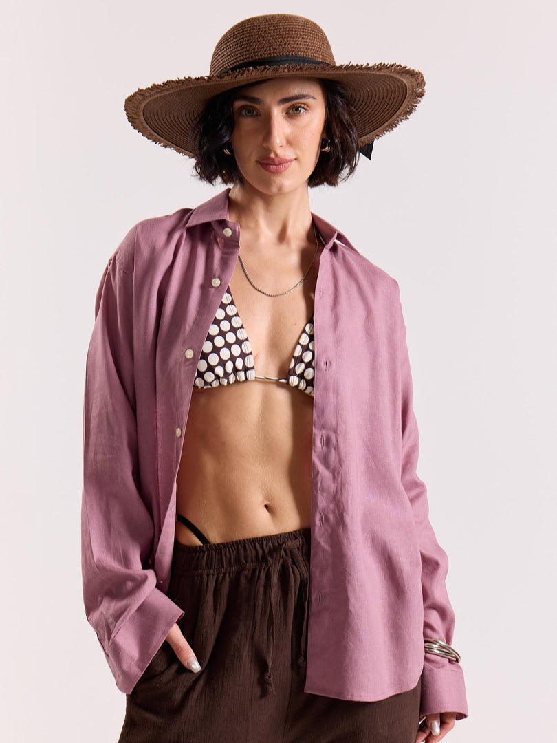 Dusty Rose Linen-blend Shirt