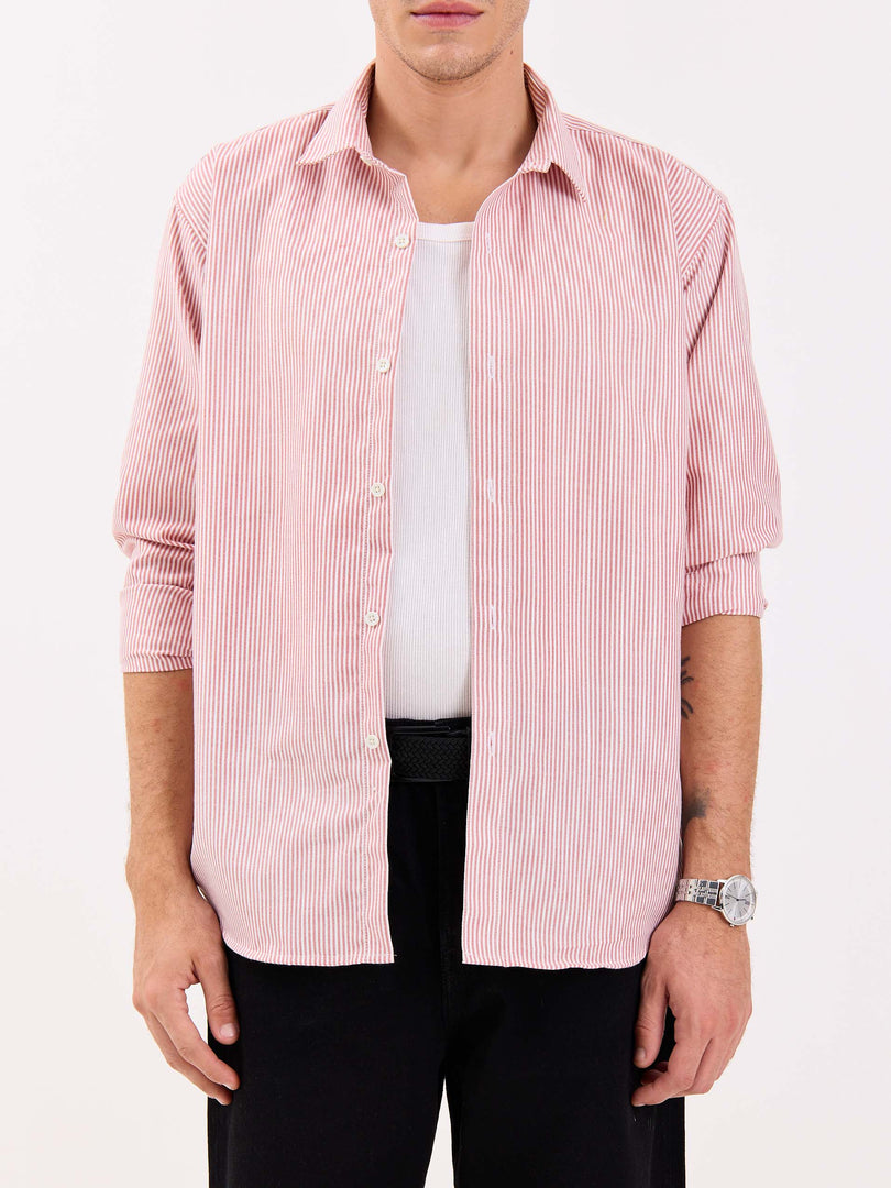 Relaxed Fit Red Striped Shirt