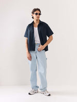 Load image into Gallery viewer, Dark Blue Twill Cropped Shirt
