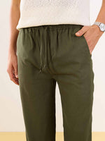 Load image into Gallery viewer, Olive Green Linen Pull-on Pants
