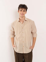 Load image into Gallery viewer, Beige Poplin Striped Shirt
