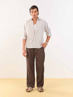 Load image into Gallery viewer, Dark Brown Linen Pull-on Pants
