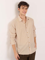 Load image into Gallery viewer, Beige Poplin Striped Shirt
