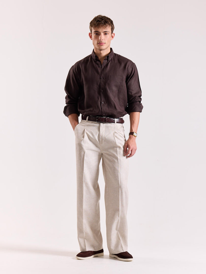 Coffee Brown Irish Linen Shirt