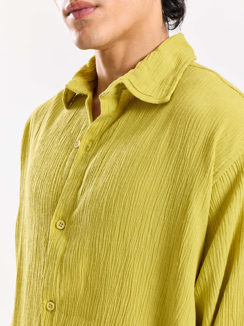 Lime Green Wrinkled Shirt