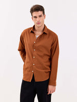 Load image into Gallery viewer, Rust Brown Linen-blend Shirt
