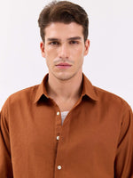 Load image into Gallery viewer, Rust Brown Linen-blend Shirt
