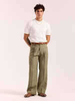 Load image into Gallery viewer, Sage Green Linen Baggy Fit Trousers