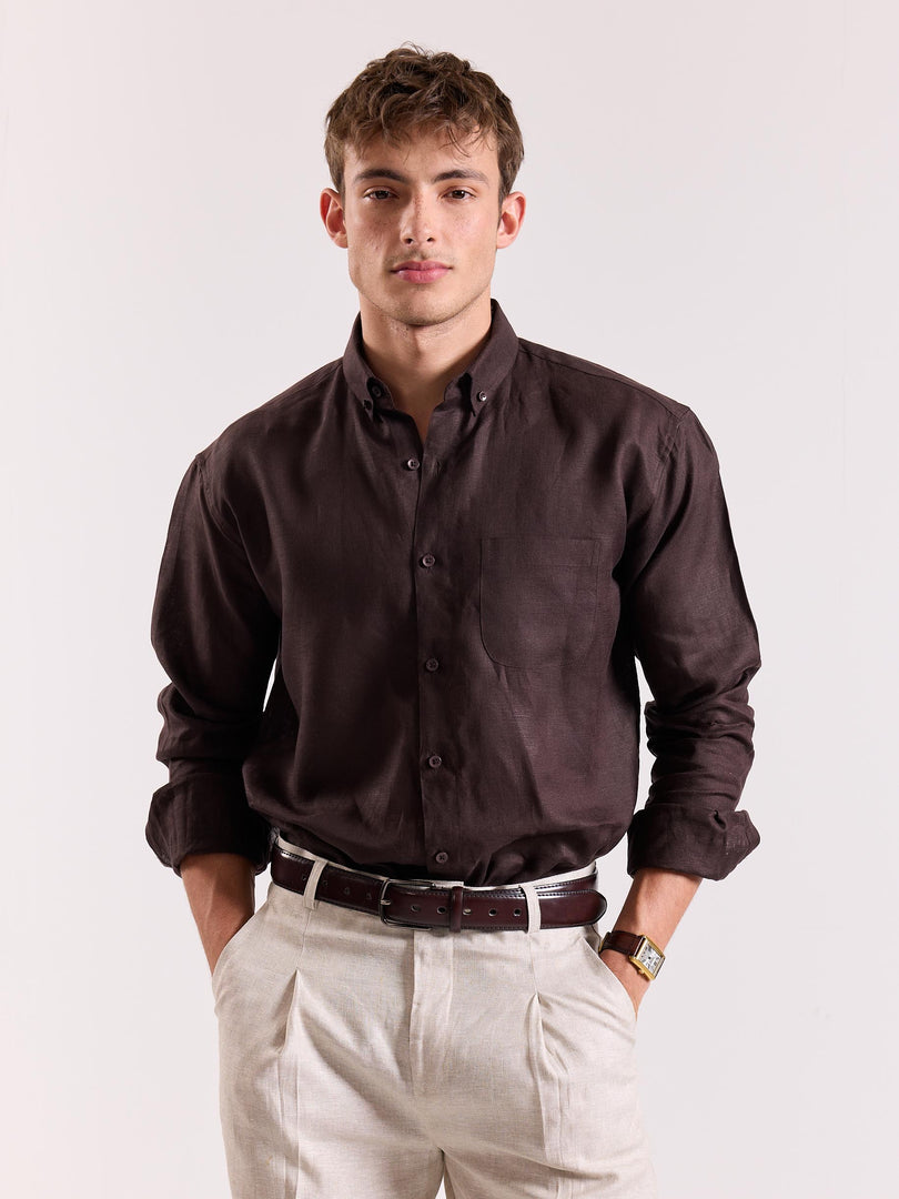Coffee Brown Irish Linen Shirt