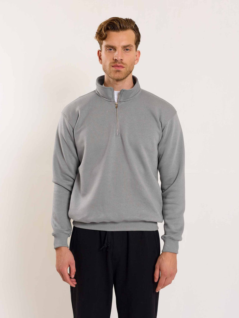 Grey Quarter-Zip Sweatshirt