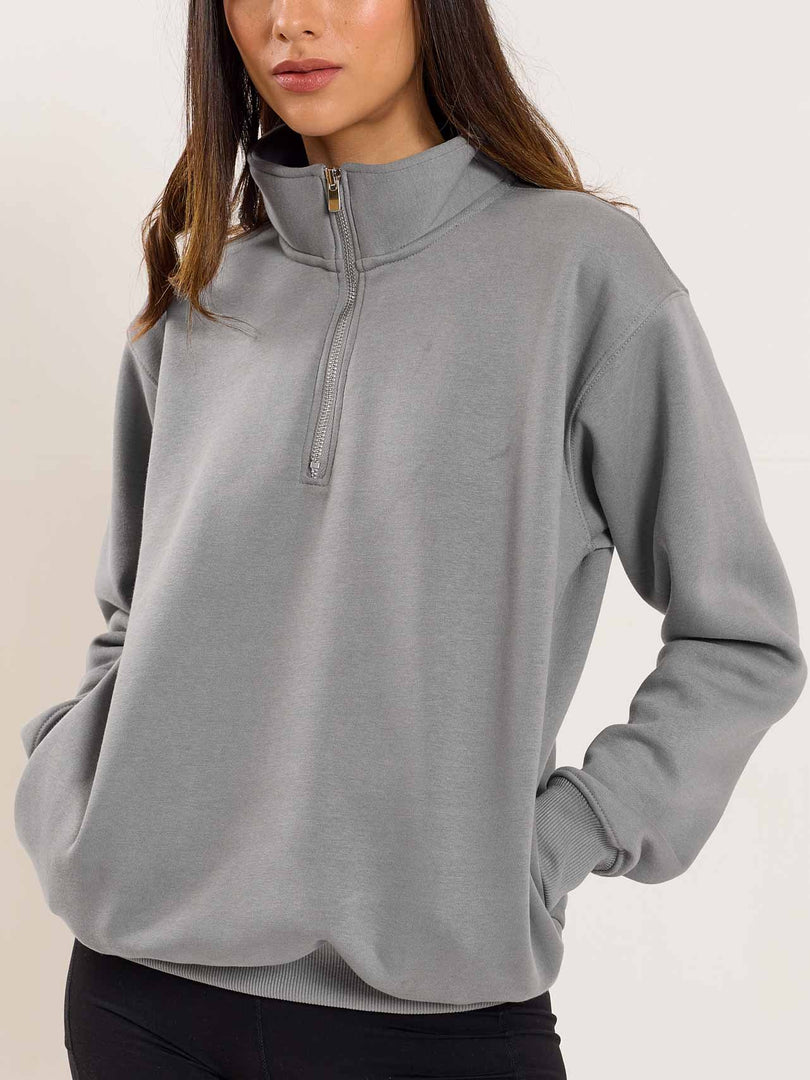 Grey Quarter-Zip Sweatshirt