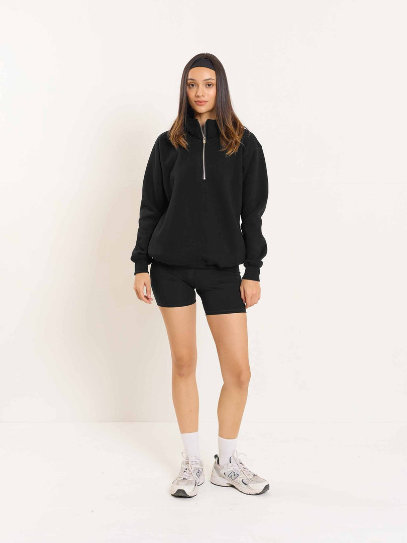 Black Quarter-Zip Sweatshirt
