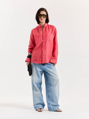 Red Chambray Linen Shirt