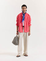 Load image into Gallery viewer, Red Chambray Linen Shirt