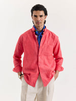 Load image into Gallery viewer, Red Chambray Linen Shirt