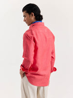 Load image into Gallery viewer, Red Chambray Linen Shirt