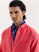 Load image into Gallery viewer, Red Chambray Linen Shirt