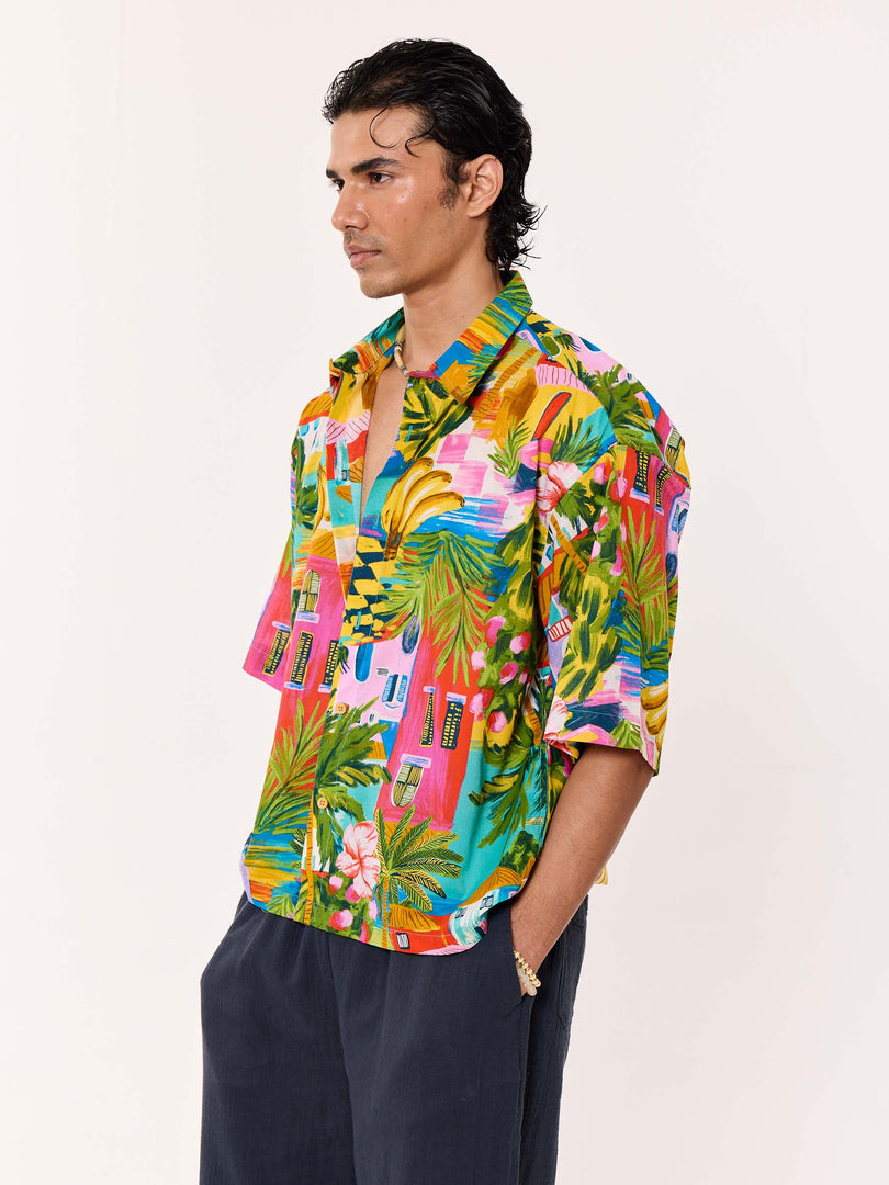 Goa Calling Printed Cropped Shirt