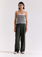 Load image into Gallery viewer, Green Pinstriped Baggy Fit Trousers
