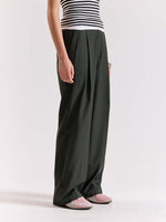 Load image into Gallery viewer, Green Pinstriped Baggy Fit Trousers